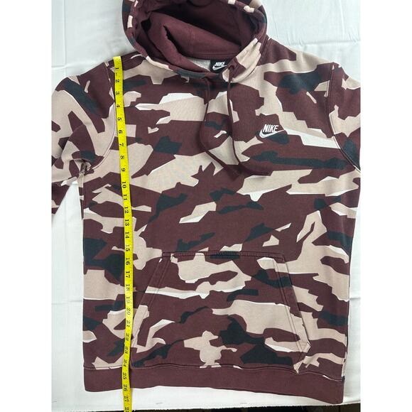 Nike Club Camo Pullover Hoodie Burgundy Size Large - Picture 4 of 5